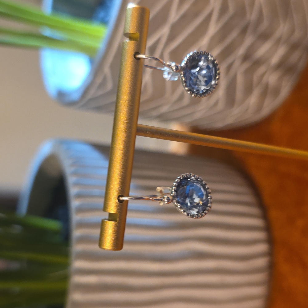 NOA ZUMAN 925 Silver Blue Crystal Earrings - Picture 2 of 6
